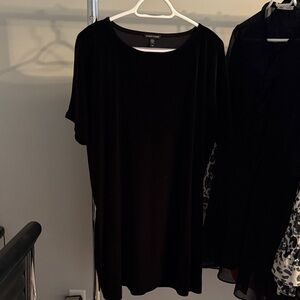 Eileen Fisher Black Velvet Short-Sleeve Tunic Dress